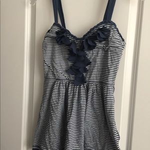 Abercrombie & Fitch Stripe Ruffle Tank